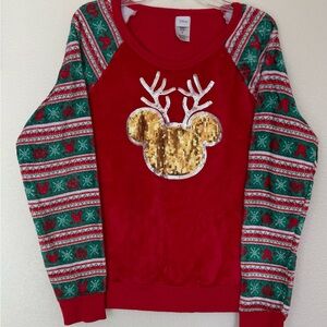 Disney Mickey Reindeer Monogram Red Fleece size XXL